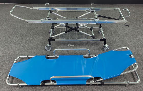 Alüminyum Alaşım İlk Yardım PU Deri Hasta Transfer Arabası Ayrılıklı Arka kaldırıcı
