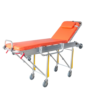 İyi bir fiyat. Alüminyum Alaşımlı Korkuluk ile Acil Tıbbi Yükleme Katlanır Ambulans Sedyesi çevrimiçi